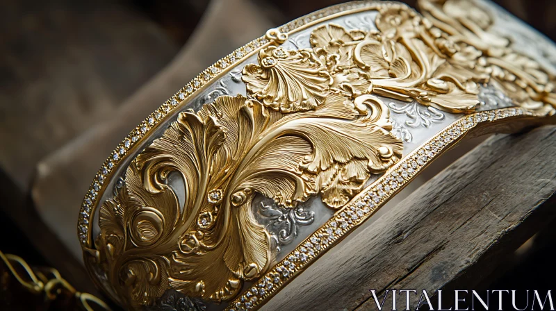 Detailed Floral Engraved Luxurious Bracelet AI Image