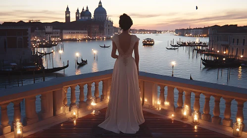 Romantic Venice Canal with Bride