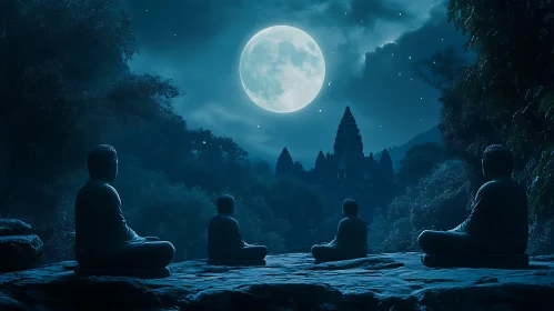 Moonlit Meditation at Ancient Temple