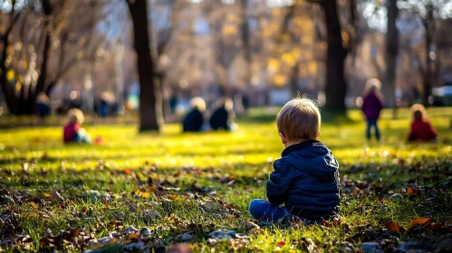 Childhood Reflections in Autumn Park