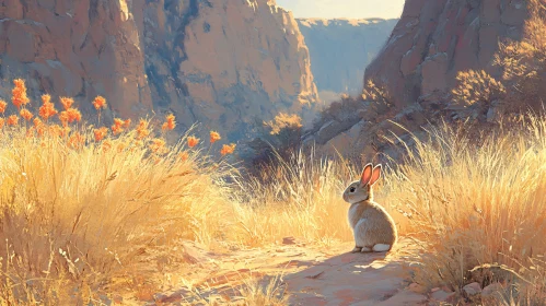 Tranquil Rabbit in Canyon Landscape