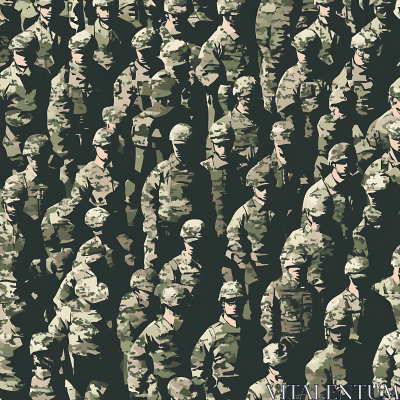 AI ART Camouflage Army Soldiers Graphic Illustration