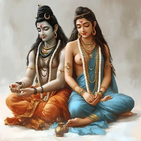 Meditative Deities: A Tranquil Illustration