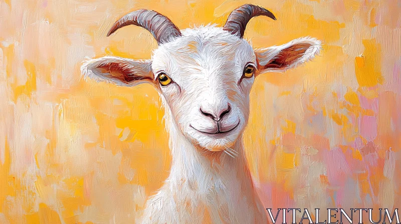 AI ART Charming Goat Art with Warm Background