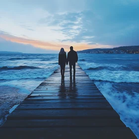 Couple on Pier at Sunset