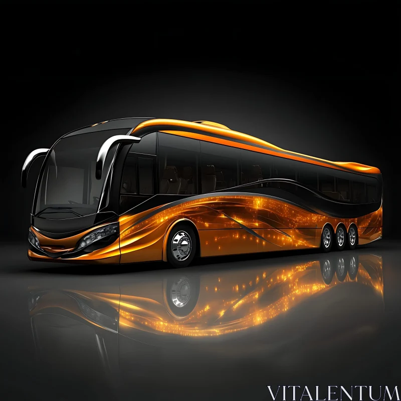 AI ART Elegantly Designed Modern Bus with Black and Orange Accents