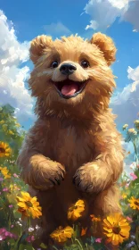 Playful Bear Cub Painting