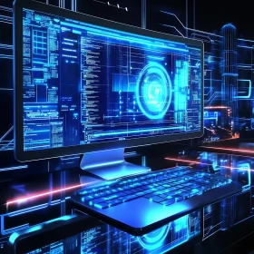 High-Tech Computer Workstation with LED Lights