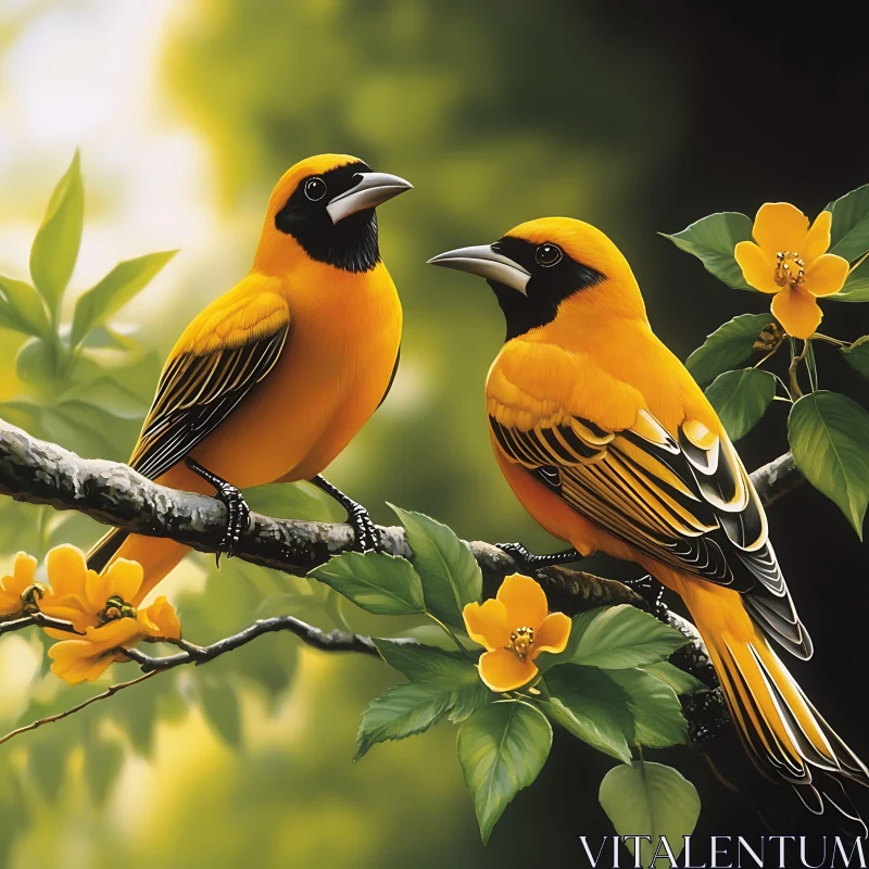 Pair of Orioles in Bloom AI Image