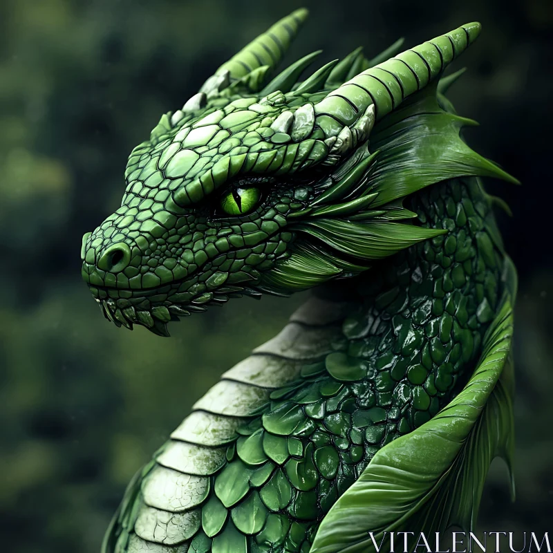 Emerald Gaze: A Dragon's Forest Domain AI Image