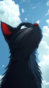 Curious Cat Among Clouds