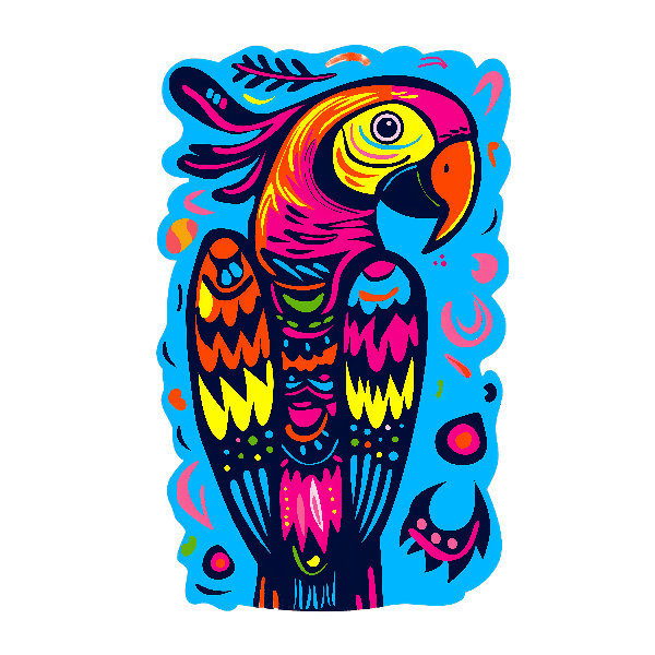 Colorful Parrot Art T-Shirt POD Design