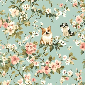 Whimsical Dogs in a Floral Wonderland