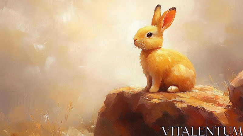 Golden Rabbit Painting AI Image