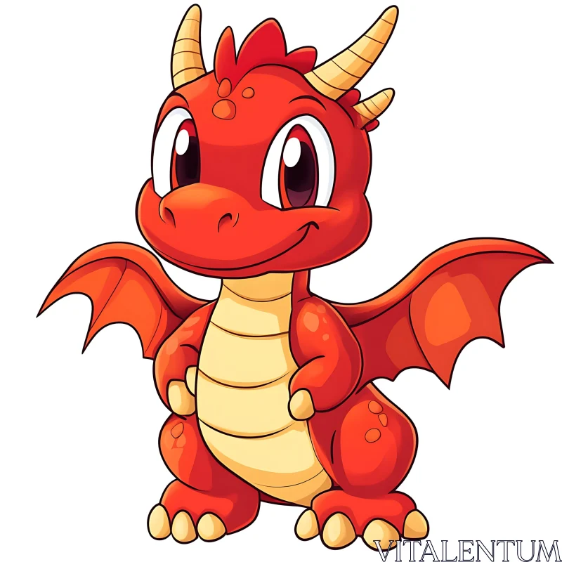 Red Dragon Cartoon Character AI Image