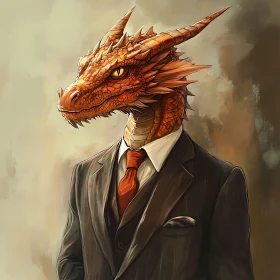 Dapper Dragon: A Reptile in Business Attire