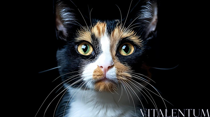 Calico Cat's Intense Gaze AI Image