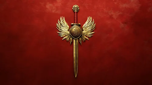 Winged Sword on Crimson Texture