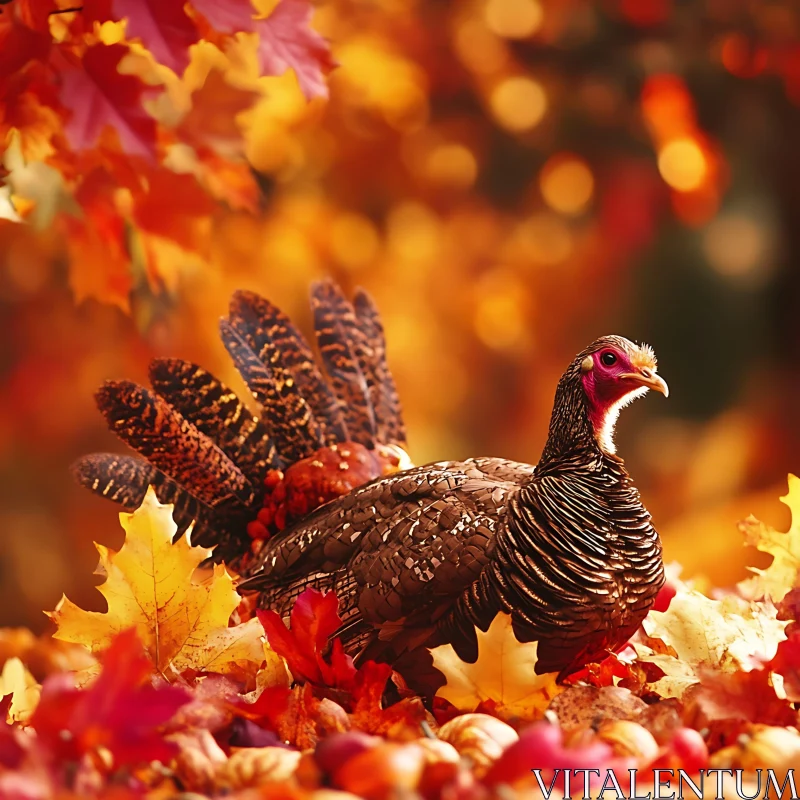 Autumnal Turkey Portrait AI Image