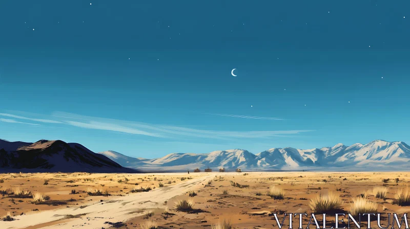 AI ART Tranquil Desert Scene at Night