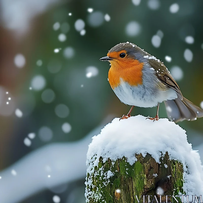 Robin in Winter Wonderland AI Image