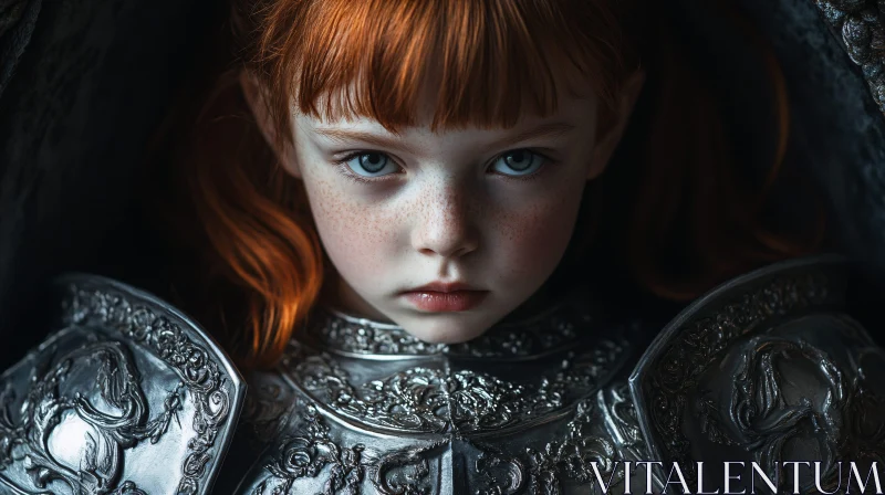 Young Redhead in Medieval Armor AI Image