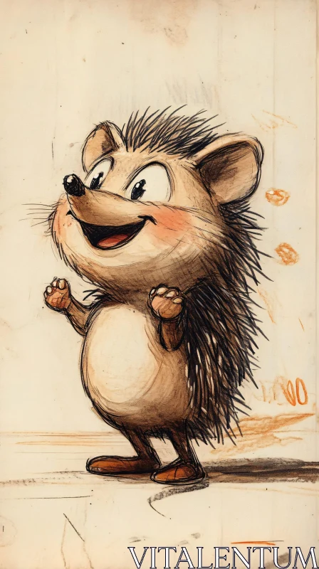 Cute Hedgehog Character in Cartoon Style AI Image