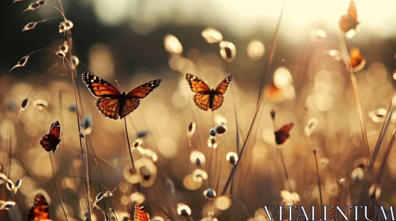 Butterflies in a Field of Flowers - A Serene Nature Image AI Image