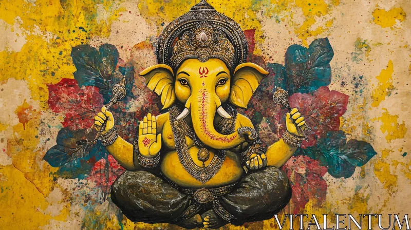 Ganesha Artwork with Ornate Details AI Image