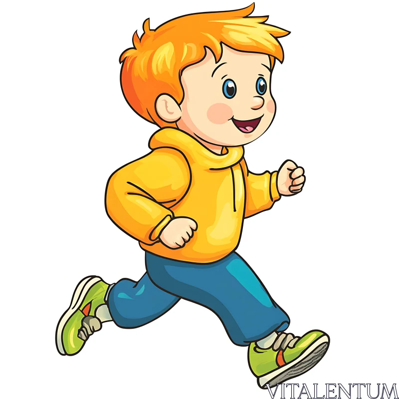 Cartoon Boy Running with Joy AI Image