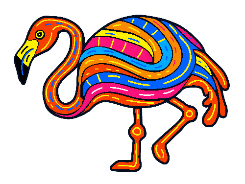 Colorful Flamingo T-Shirt Design with Folk Art Inspiration POD Design