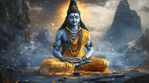 Celestial Meditation: Shiva in Tranquility