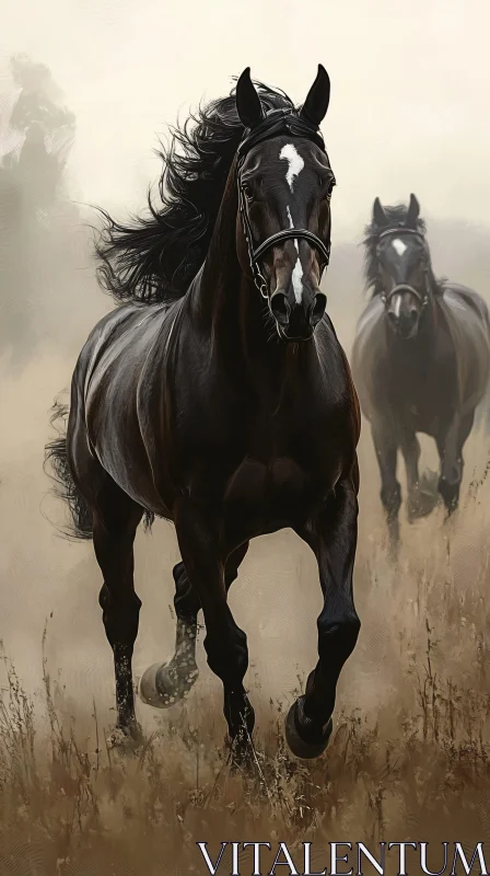 Majestic Horses Running Free AI Image