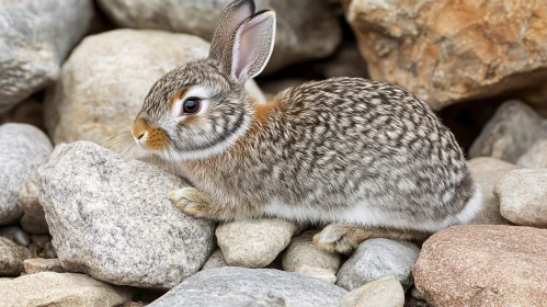 Bunny Resting on Stones