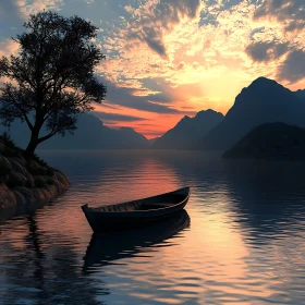 Tranquil Lake at Sunset