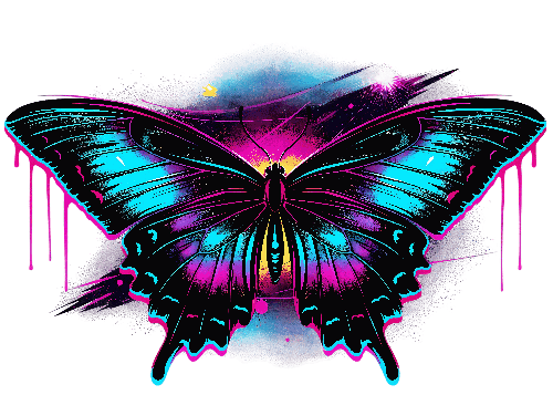 POD Design Graffiti Style Digital Painting of a Butterfly