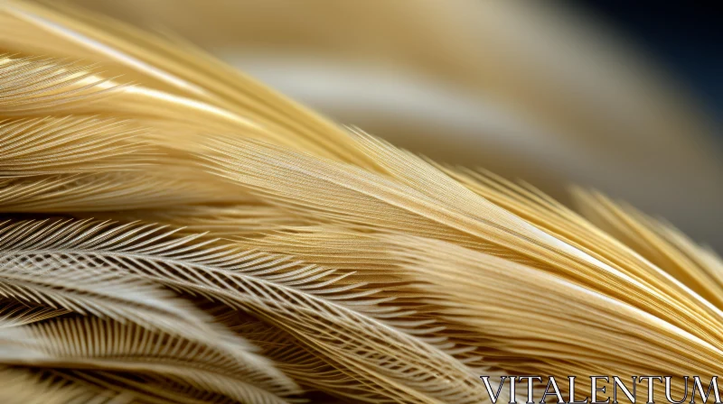 Intricate Close-Up of Brown Feathers in Light Gold AI Image