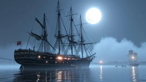 Majestic Tall Ship at Sea - Stunning Painting for Book Cover or Poster