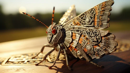 Steampunk Butterfly: 3D Model with Ancient World Motifs