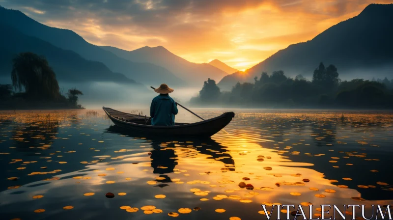 Sunrise in Chinese Countryside: A Dreamscape Portraiture AI Image