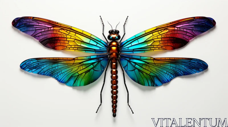 Surrealistic Spectrum-Hued Dragonfly | Stained Glass Effect | 3D Art AI Image