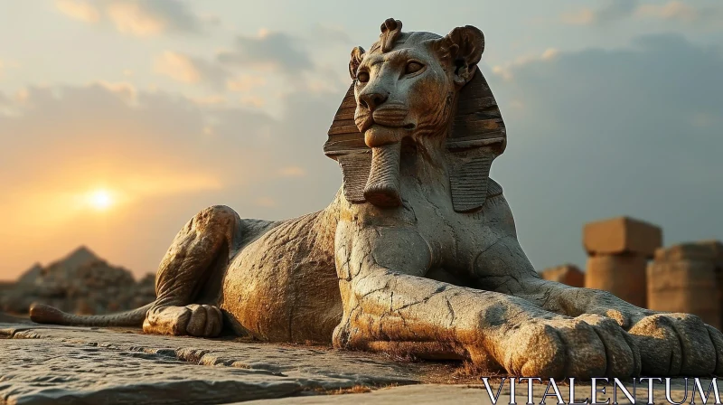 The Sphinx of Giza: A Majestic Limestone Statue in Egypt AI Image