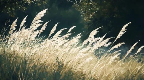 Tranquil Scene of Sunlit Grasses