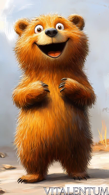 Joyful Bear Character Art AI Image