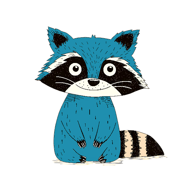 POD Design Cute Raccoon Cartoon Illustration