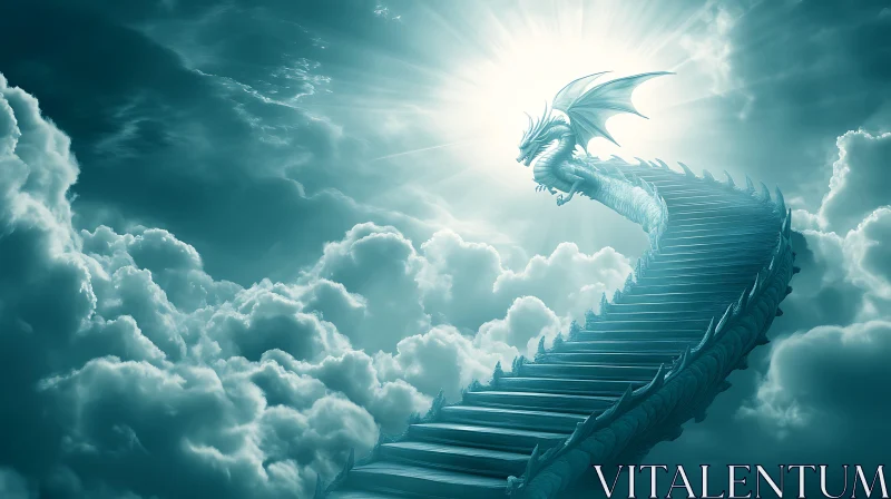 AI ART Stairway to Heaven with Dragon