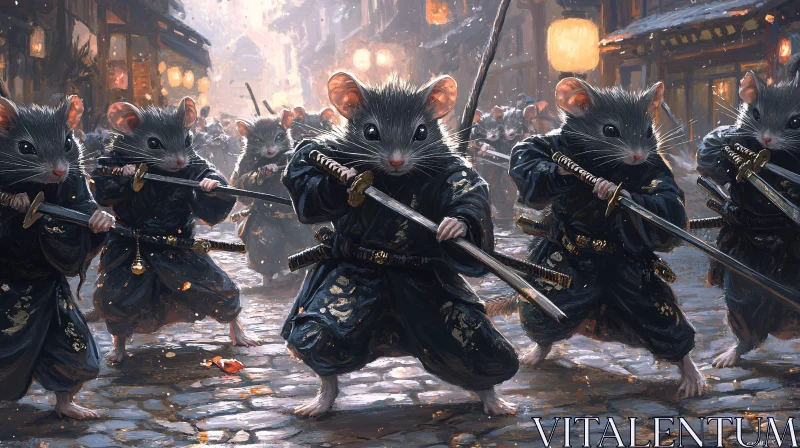 Rodent Ronin: A Gathering of Mouse Warriors AI Image