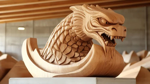 Carved Dragon Head - Wood Art