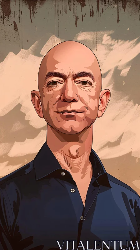 AI ART Jeff Bezos Illustration with Abstract Art