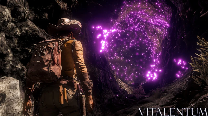 Purple Light Cave AI Image